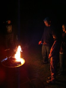 Firepit with found wood...just enough for marshmallows